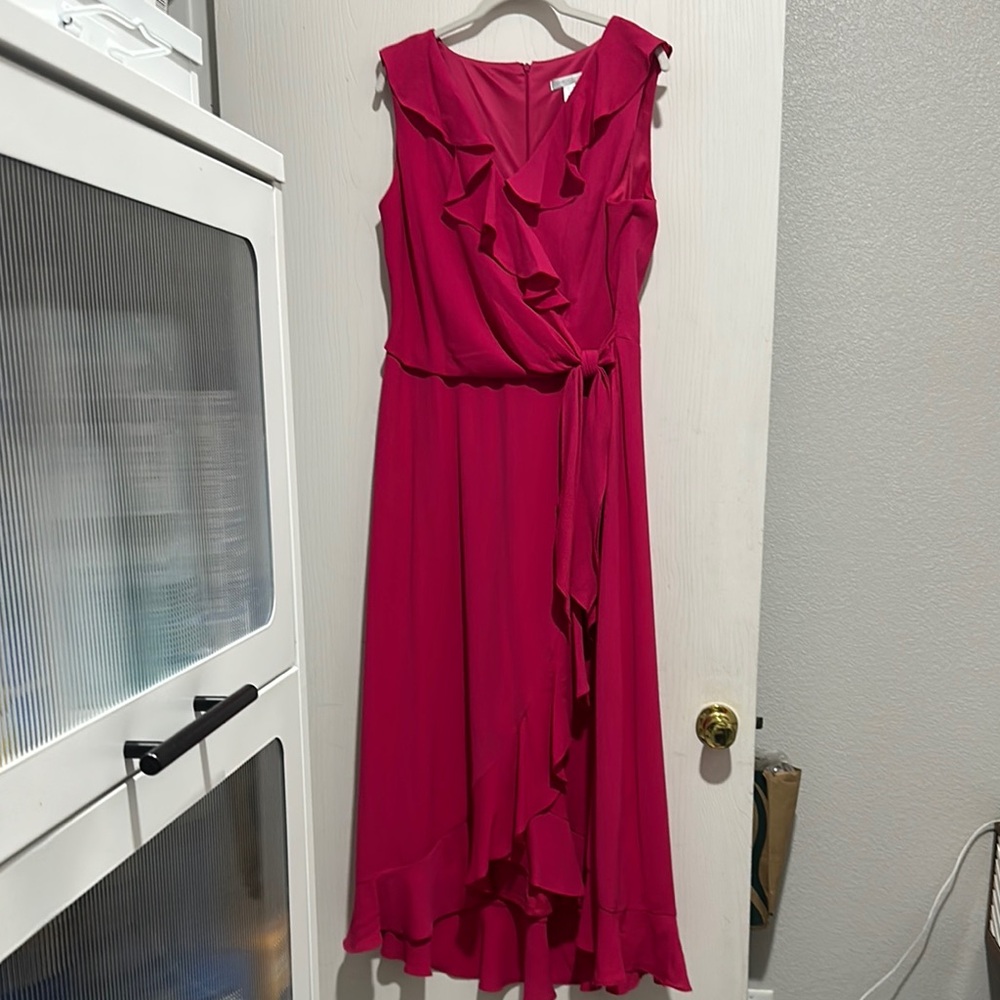 London Times Pink High Low Ruffled Sundress
